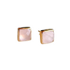 Square Gold Stone Stud Earrings: Rose quartz - Freshie & Zero Studio Shop