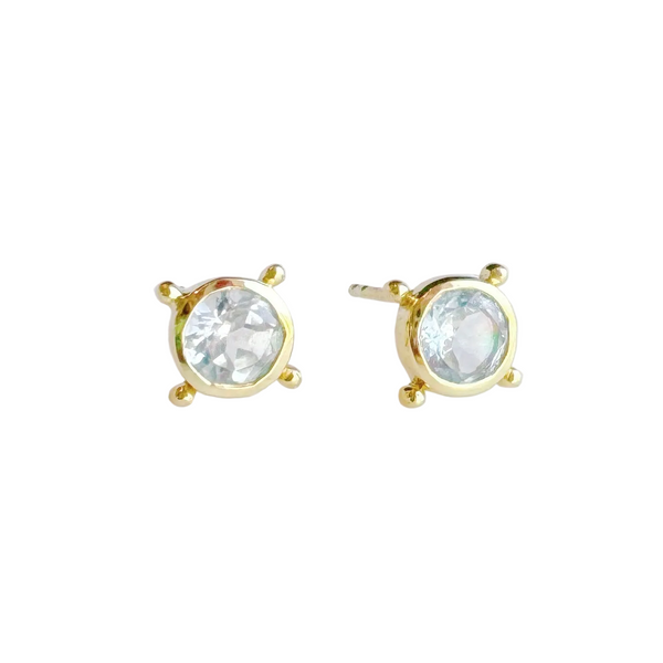 Compass Stud Earrings: Gold Vermeil Blue topaz - Freshie & Zero Studio Shop