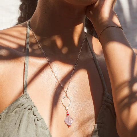 Silver Ogee Necklace by Freshie & Zero featuring a delicate lilac pendant on a fine chain, stylish and elegant jewelry piece.