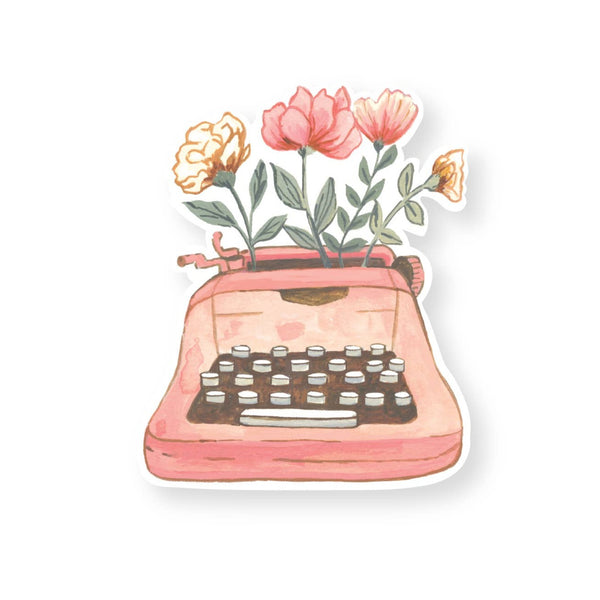 Typewriter Floral Sticker - Freshie & Zero Studio Shop