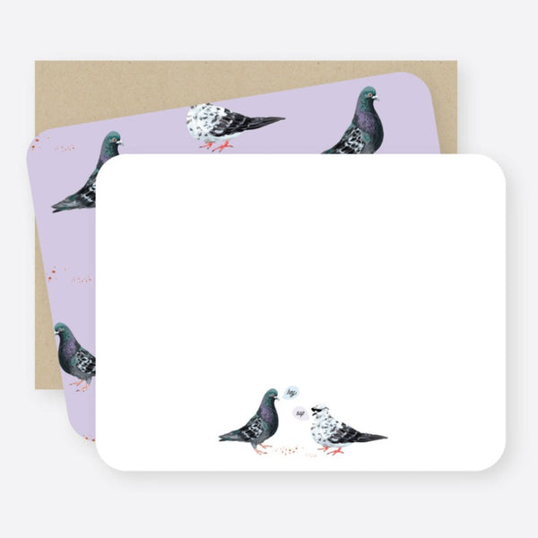 Chatting Pigeons Flat Notecard Set - Freshie & Zero Studio Shop