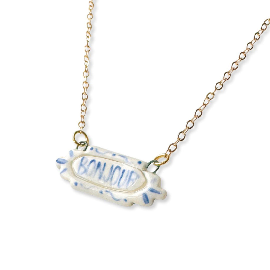 Bonjour Pendant Necklace: Bonjour - Freshie & Zero Studio Shop