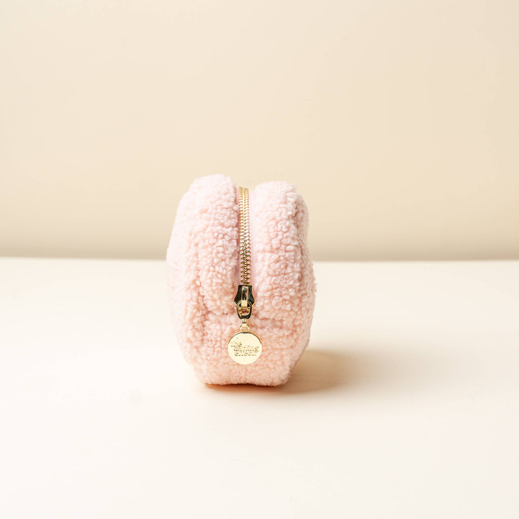 Pink with Hearts Teddy Circle Cosmetic Pouch - Freshie & Zero Studio Shop