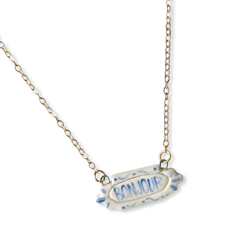 Bonjour Pendant Necklace: Bonjour - Freshie & Zero Studio Shop
