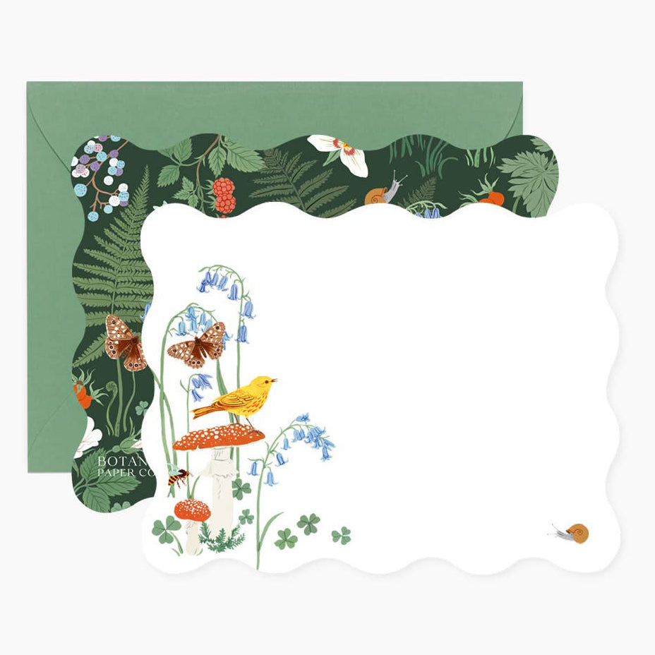 Set of four Woodland Notecards by Botanica Paper Co., featuring nature-themed greeting and note card designs on textured paper.