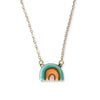 Teal & Peach Rainbow Ceramic Pendant Necklace - Freshie & Zero Studio Shop