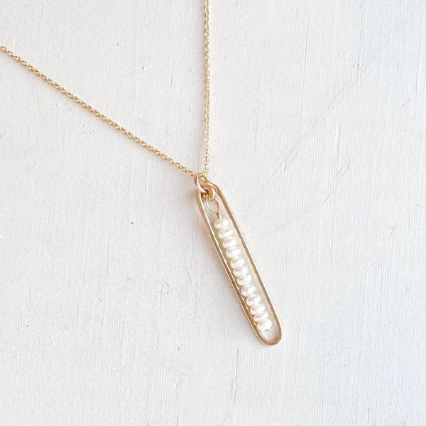 lyric necklace with white pearls - Freshie & Zero Studio Shop