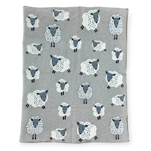 Organic Cotton 3D Knit Baby Blanket - Happy Sheep | Medium Weight - Freshie & Zero Studio Shop