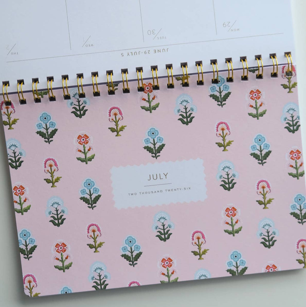 2026 Desktop Planner | Block Print Floral - Freshie & Zero Studio Shop