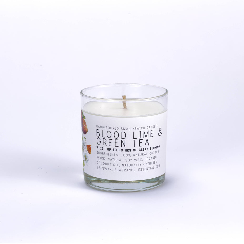 Blood Lime & Green Tea Medium Glass Candle by Just Bee - Freshie & Zero Studio Shop