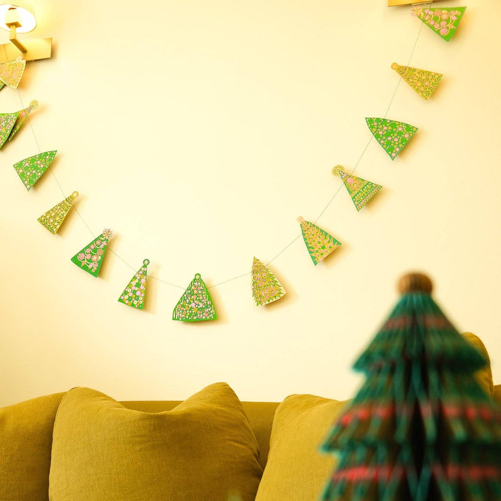 Midcentury Trees Screen Printed Paper Garland by East End Press - Freshie & Zero Studio Shop