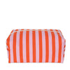 Pink Fluf Traveller Toiletry Bag with awning stripe design, featuring a compact bag with zipper closure for travel organization.