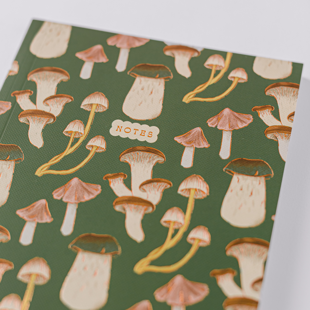 Green Mushroom Pattern Softcover Notebook - Freshie & Zero Studio Shop