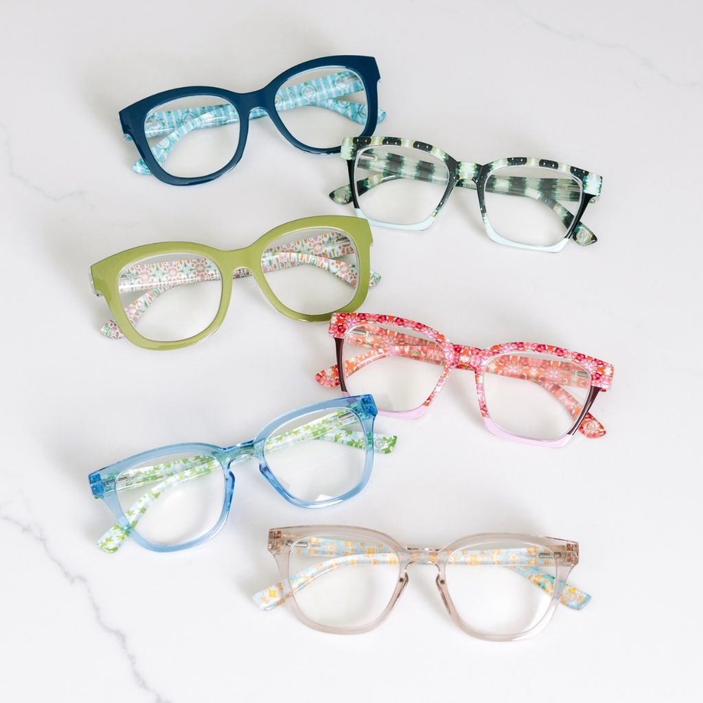 Peepers x Laura Park Reading Glasses: Nola - Gray/Chelsea Orange - Freshie & Zero Studio Shop