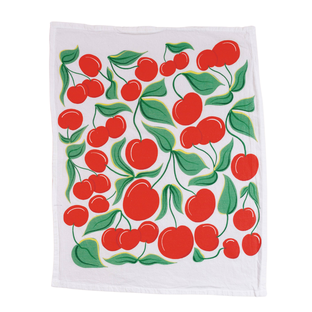 Cherry Tart Playful Fruit Illustrated Flour Sack Tea Towel - Freshie & Zero Studio Shop