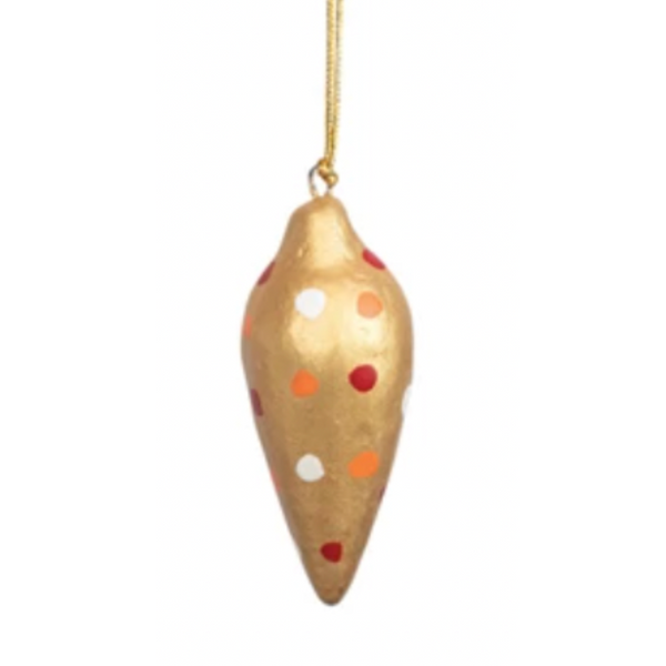 Gold Polka Dot Paper Mache Ornament - Freshie & Zero Studio Shop