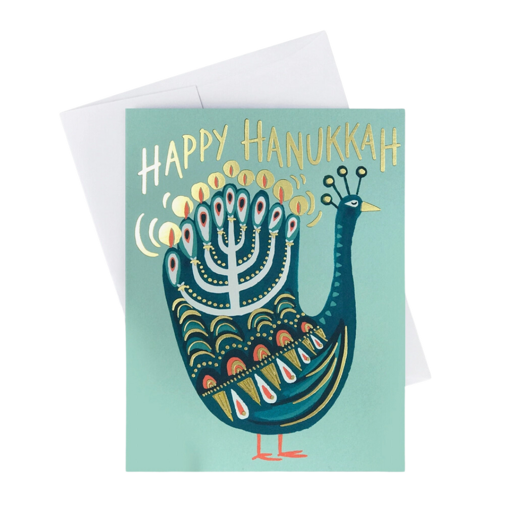 Hanukkah Card: Peacock - Freshie & Zero Studio Shop