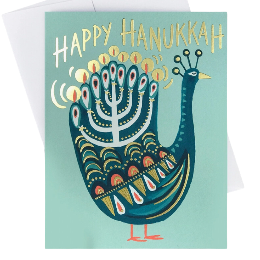 Hanukkah Card: Peacock - Freshie & Zero Studio Shop