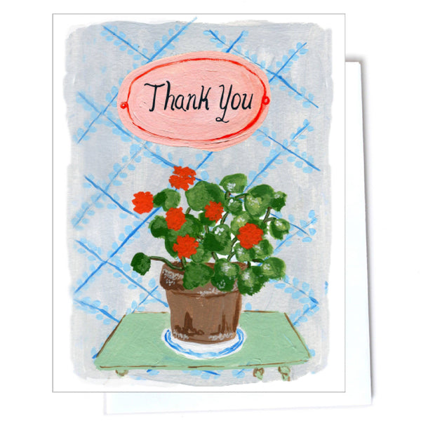 Potted Geranium Thank You Card - Freshie & Zero Studio Shop