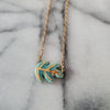 Green + Gold Ceramic Leaf Handmade Necklace - Freshie & Zero Studio Shop