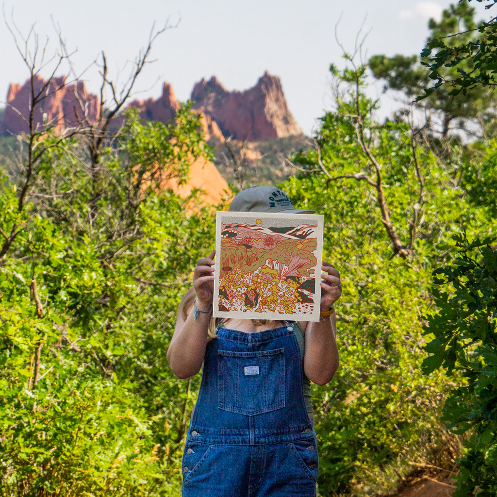 Caroline Clark Desert Mountain #2 art print featuring a minimalist mountain landscape in warm desert tones