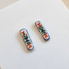 Handpainted Floral Bar Ceramic Stud Earrings - Freshie & Zero Studio Shop