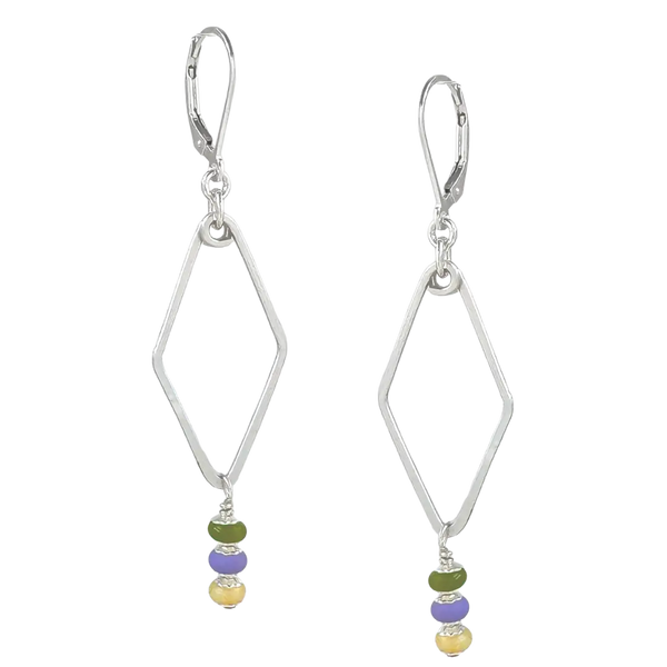 Silver Mirage Earrings - green, lilac, yellow - Freshie & Zero Studio Shop