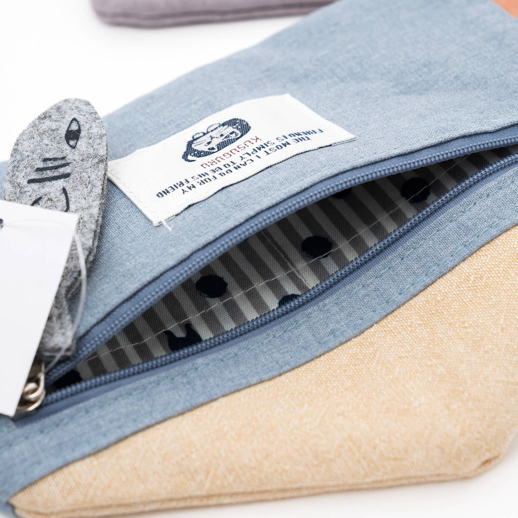 Embroidered Cat Pouch - Blue | Kusuguru Japan - Freshie & Zero Studio Shop