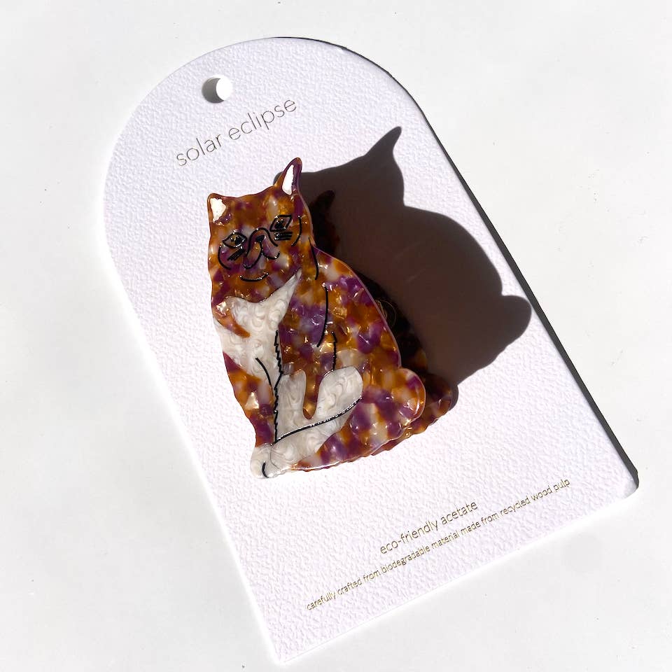 Tabby Cat Hand-Painted Resin Claw Hair Clip - Freshie & Zero Studio Shop