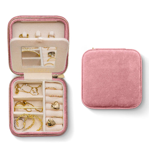 Dusty Pink Velvet Travel Jewelry Box - Freshie & Zero Studio Shop