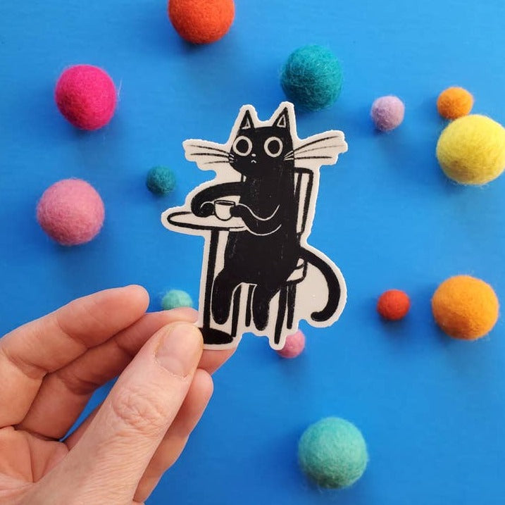 Coffee Cat Sticker - Freshie & Zero Studio Shop