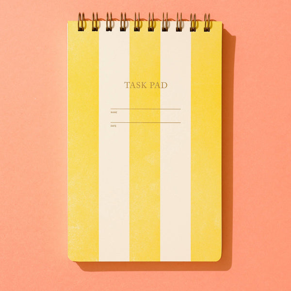 Task Pad Notebook by Shorthand Press: Yellow Stripe - Freshie & Zero Studio Shop