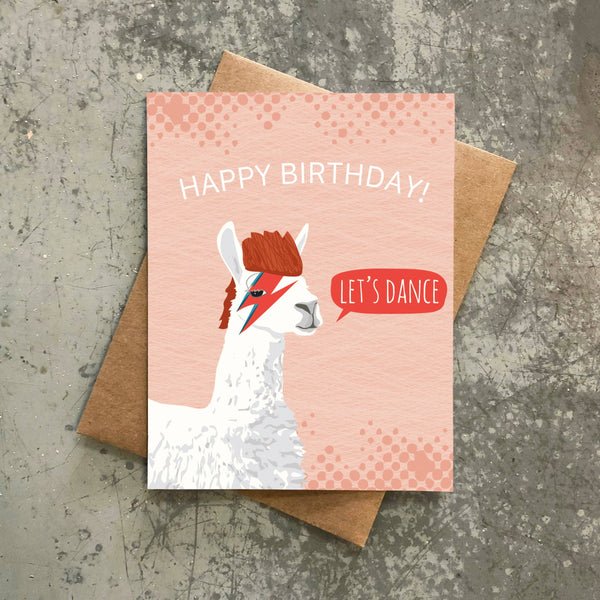 Bowie Llama Birthday Card - Freshie & Zero Studio Shop