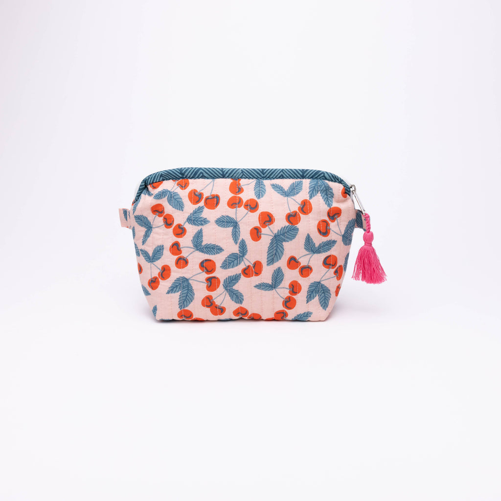 Cherry Quilted Zipper Pouch - Freshie & Zero Studio Shop