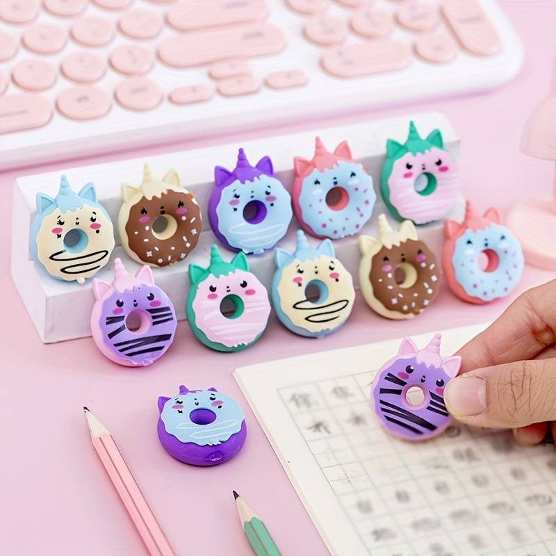 Donut Kawaii Unicorn Erasers: Set of 3 - Freshie & Zero Studio Shop