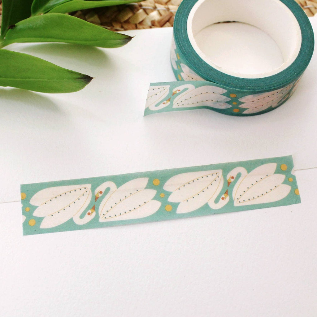 Washi Tape: Teal Swans - Freshie & Zero Studio Shop