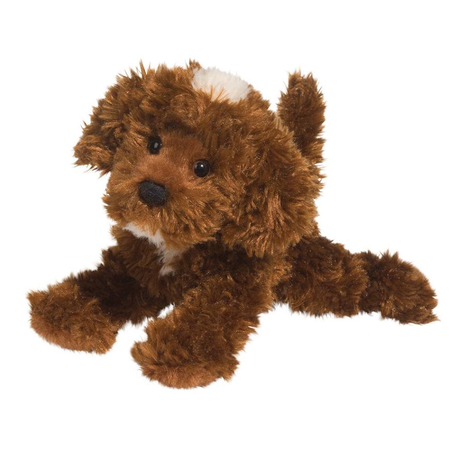 Soft plush toy of Bosco the Chocolate Labradoodle from Douglas, perfect for children and plush toy collectors.