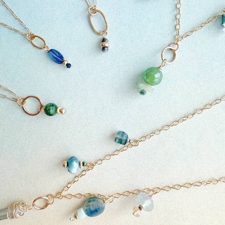 tidal blue little gemstone necklace - Freshie & Zero Studio Shop