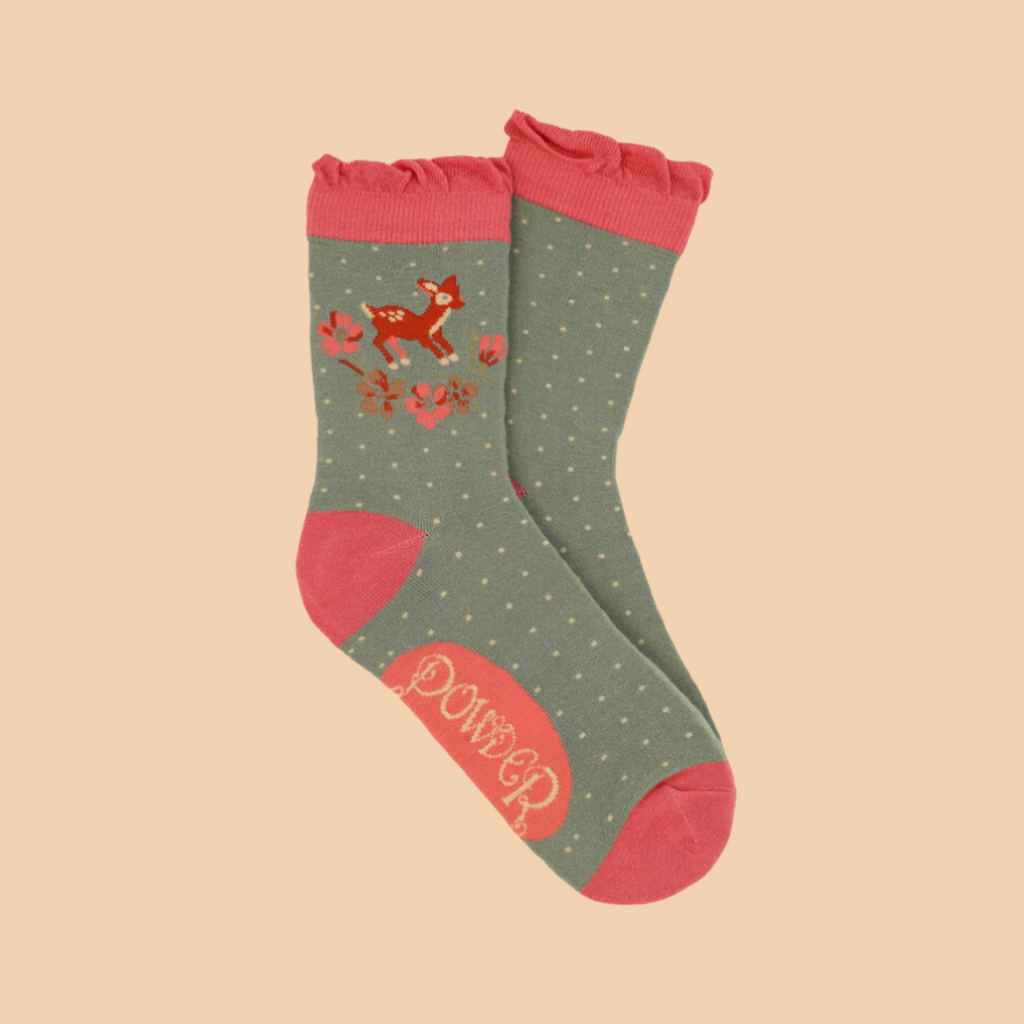Fawn Flowers Socks by Powder UK - Freshie & Zero Studio Shop