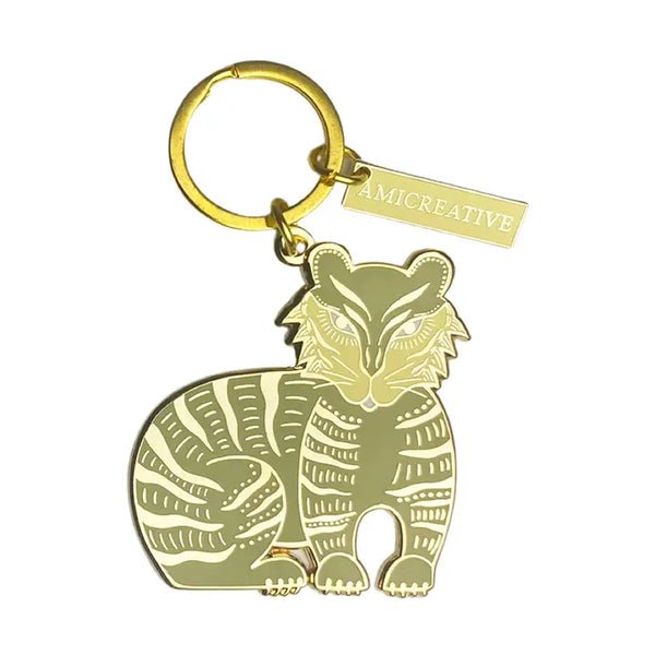 Whimsical Tiger Enamel Keychain - Freshie & Zero Studio Shop