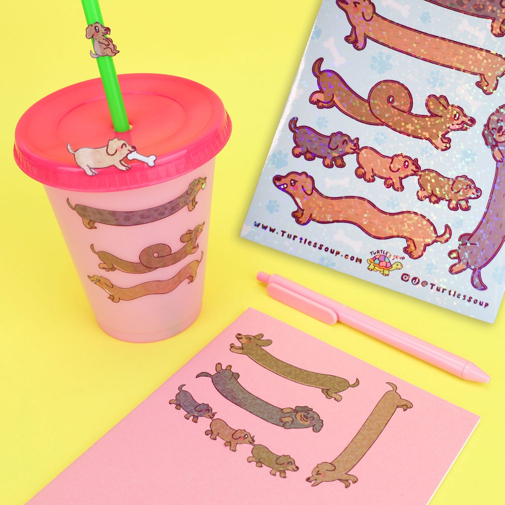 Sausage Dogs Sparkly Sticker Sheet - Freshie & Zero Studio Shop