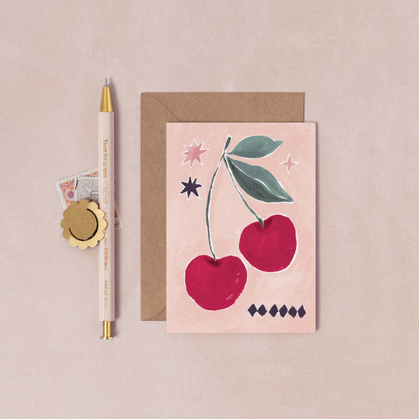 Cherries Mini Greeting Card - Freshie & Zero Studio Shop