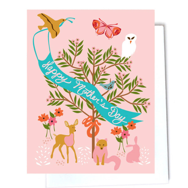 Woodland Banner Happy Mother's Day Greeting Card - Freshie & Zero Studio Shop