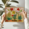 California Poppy art print by El Baker Art, 11x14 poster featuring vibrant botanical illustration of poppies.