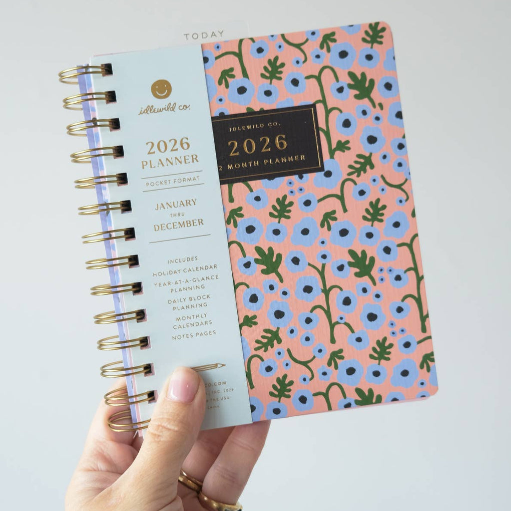 2026 Pocket Size Planner | Coral Floral - Freshie & Zero Studio Shop