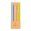 A set of three colorful Jotter Pens in a peach-colored cardboard display box. The pens are light blue with the text 'TOO BUSY GALLANTING', light pink with the text 'JUST A SILLY GOOSE', and light green with the text 'LOOSELY GOOSEY'.