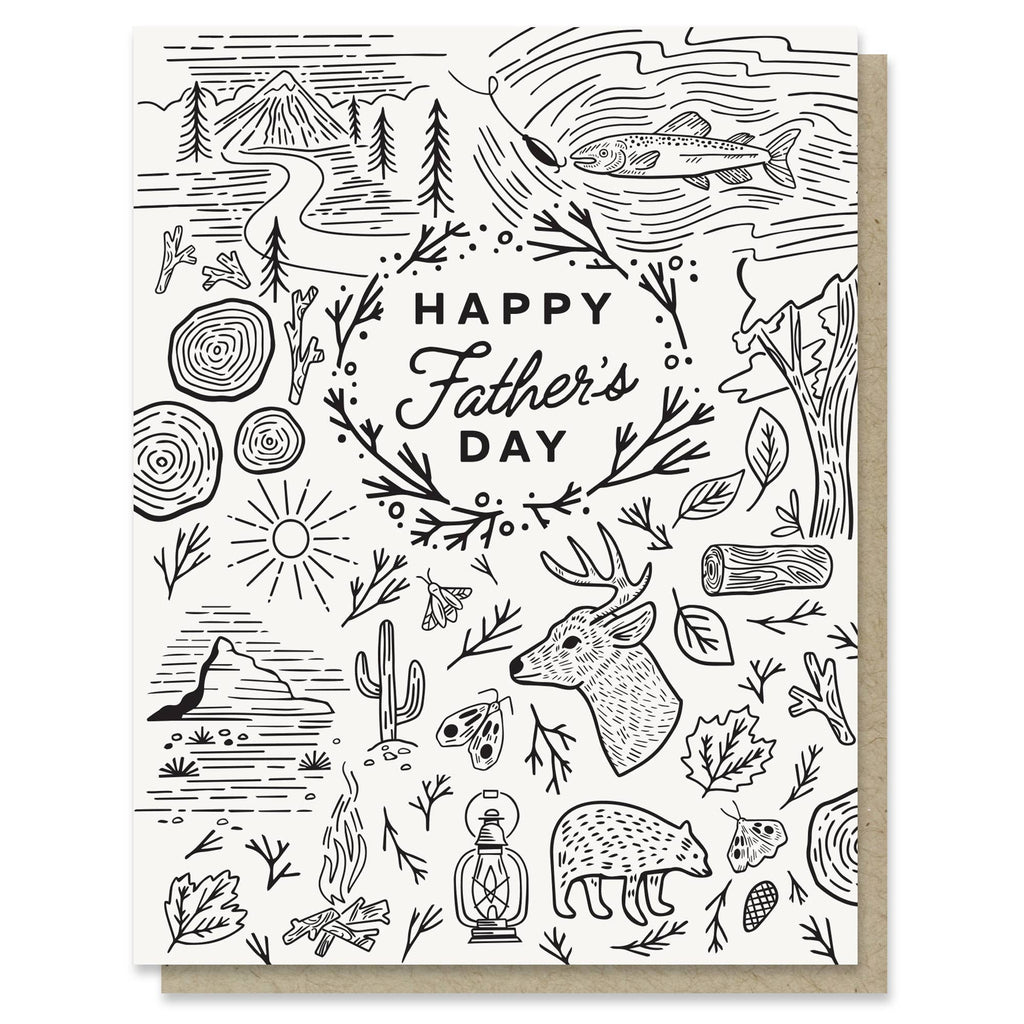 Father's Day Adventure Illustrated Outdoorsy LetterpressCard - Freshie & Zero Studio Shop
