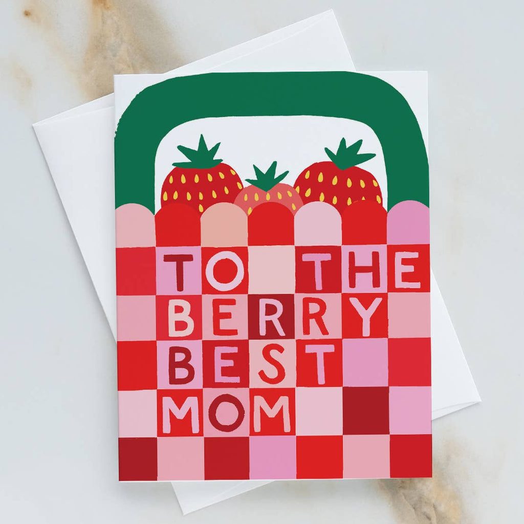 Strawberry Basket Best Mom Greeting Card - Freshie & Zero Studio Shop