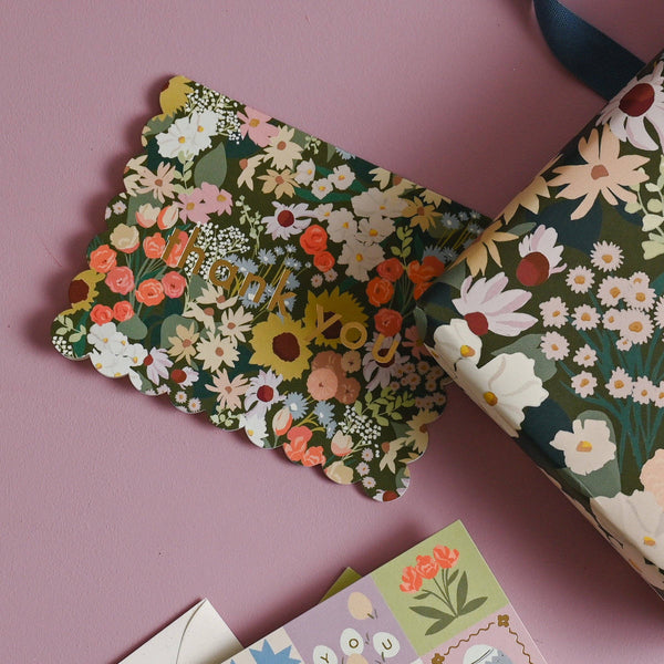 Flower Market Scalloped Thank You Card Set: Boxed Set of 8 - Freshie & Zero Studio Shop