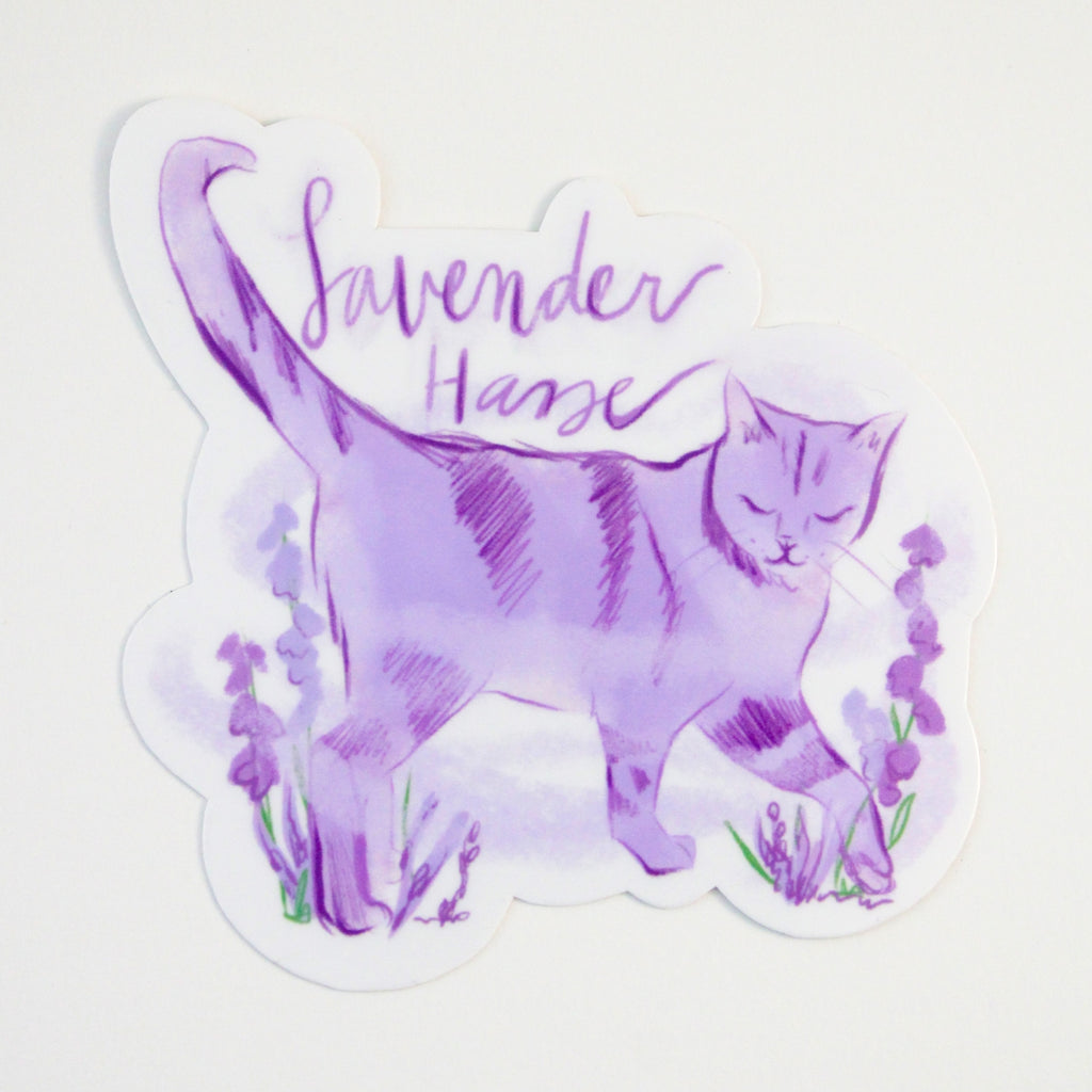 Lavender Haze Cat Vinyl Sticker - Freshie & Zero Studio Shop
